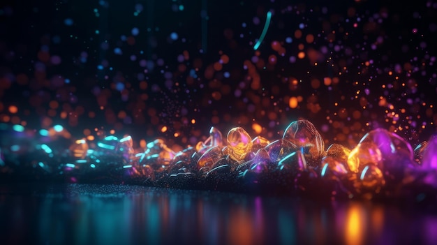 Dark bokeh background with light Generative AI