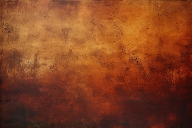 Dark Brown Stained Grungy Abstract Painting Background or Texture in Reddish Brown and Orange