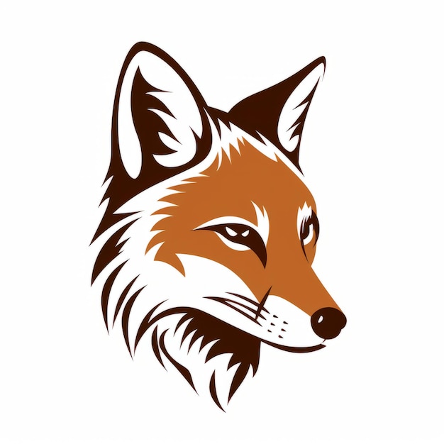 Dark Brown And White Fox Head Design Vector Illustration