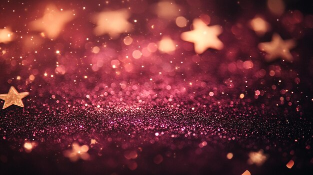 Dark Burgundy Starry Background with Golden Sparkles