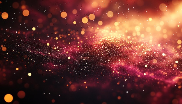 Dark Burgundy Starry Background with Golden Sparkles