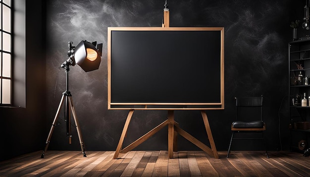 Photo dark chalk board with studio background