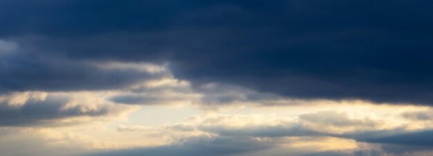 Dark clouds in the blue sky during sunset