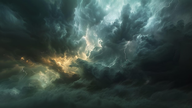 Dark clouds ominously loom overhead during a tumultuous storm