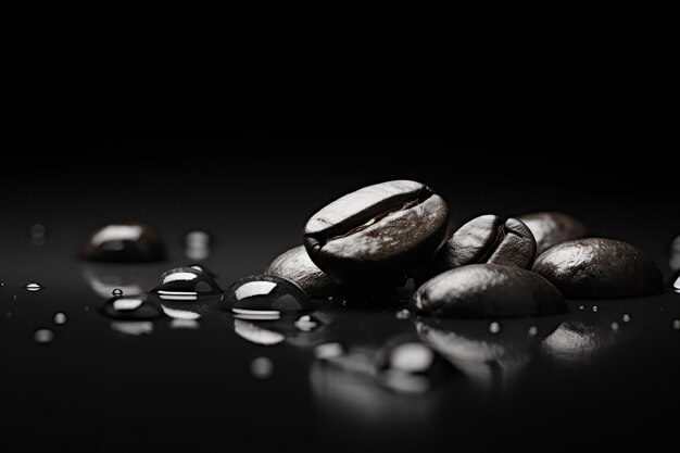 Dark coffee beans closeupCreative illustration AI generated