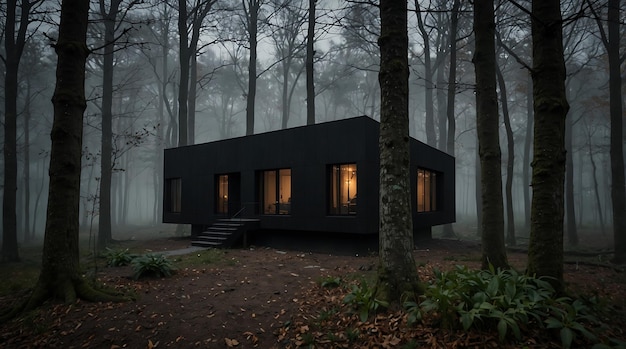 a dark coquette house in the forest