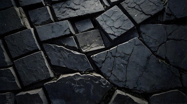 Dark and Cracked Rock Formation