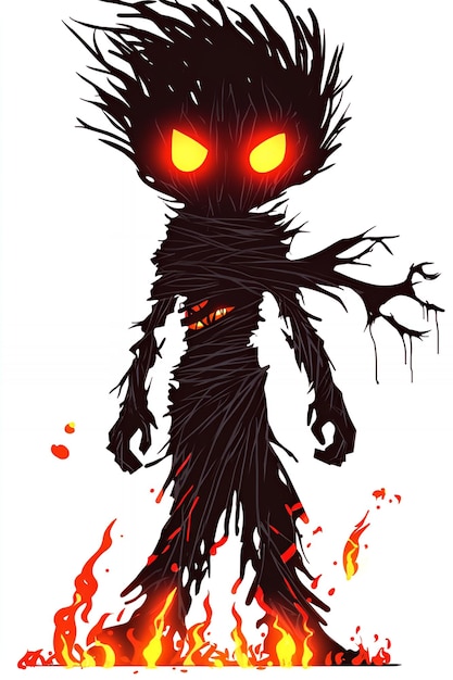 Dark Creature with Burning Feet