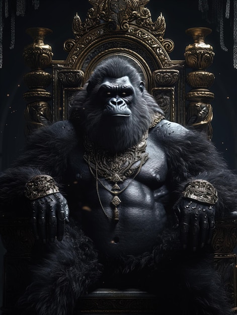 Dark Fantasy Ornate Art of a Gorilla King