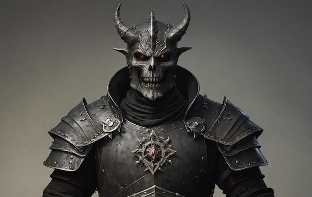 Dark Fantasy Render Demonic Skull Knight in Digital Art