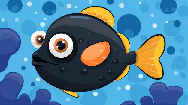 Photo a dark fish character illustration features a cool design