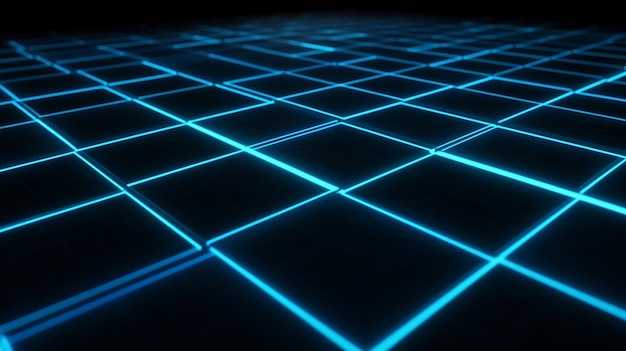 Photo a dark floor with a blue led light