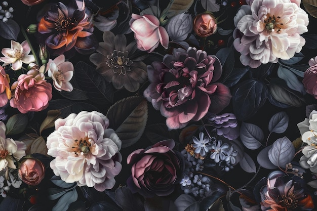 Photo dark floral elegance wallpaper design