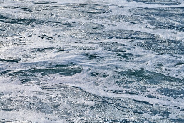 Dark foaming waves of stormy sea, background