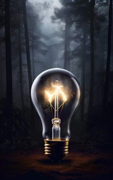 Dark and Foggy Background Lightbulb with Clarity