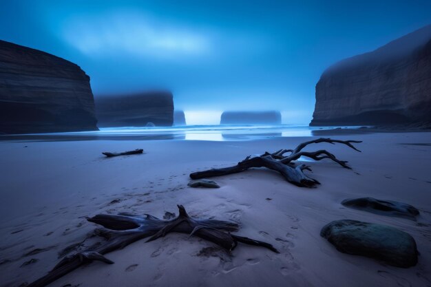 Dark Foggy Beachscape