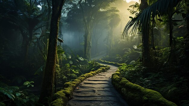 dark forest with green trees