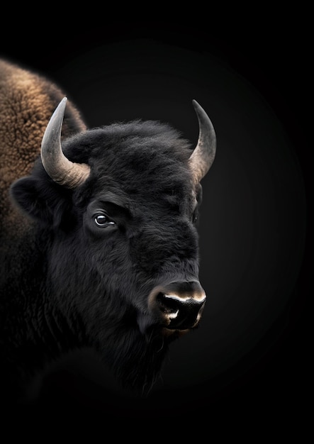 Photo the dark gaze of a bison