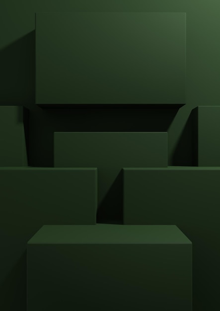 Dark green 3D product display background minimal geometric wallpaper podium stand presentation