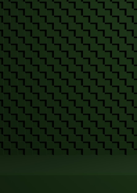 Dark green 3D simple minimal product display background side view on checkered crisscross pattern