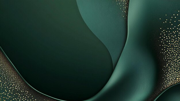 Photo dark green abstract background with gold accents