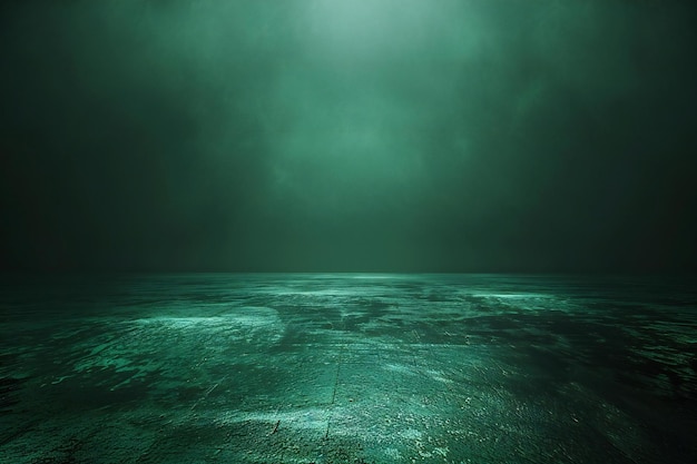 Dark green background gradient underwater glow light empty space in the middle of picture ultra