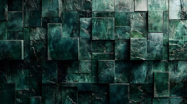 Dark Green Stone Wall with Rough Texture