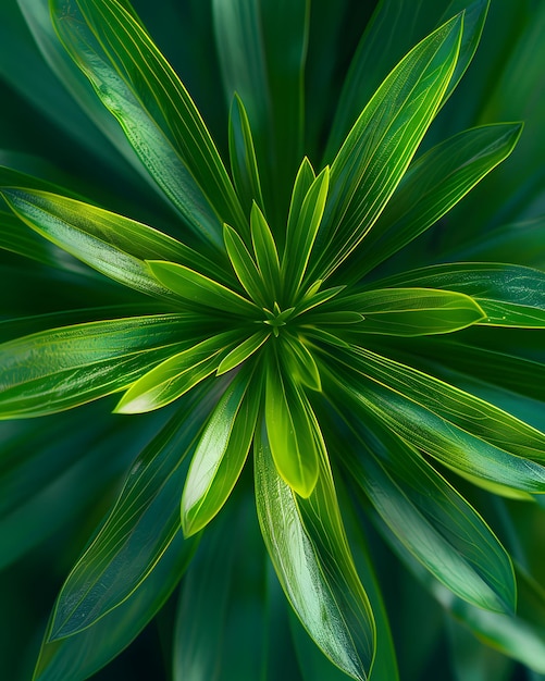 Dark green tropical leaves top view Floral background