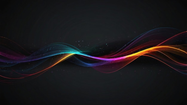 Dark grey black abstract background with Colorful glowing lines design Generative Ai