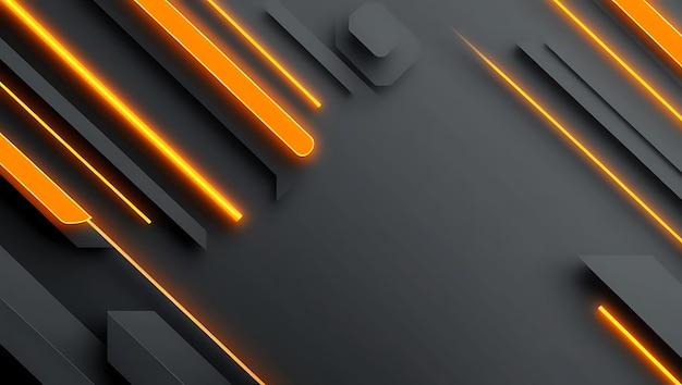 Dark grey black abstract background with orange glowing lines design Generative Ai