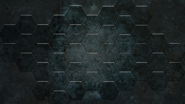 Dark grey hexagon background and real concrete texture for material design