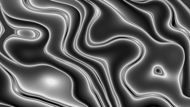 Dark grey neon smooth liquid waves abstract background