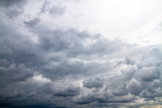 Dark grey storm clouds before rain Dramatic natural sky background