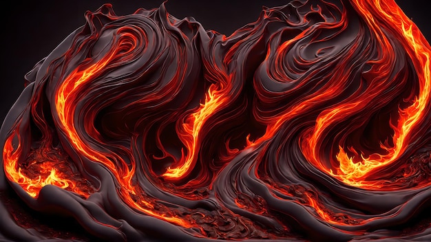 Photo dark greys and reds swirling in a fiery molten liquid background 3d wallpaper