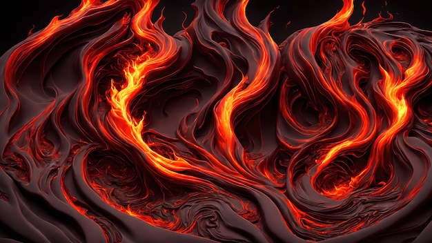 Photo dark greys and reds swirling in a fiery molten liquid background 3d wallpaper