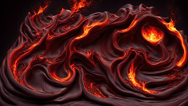 Photo dark greys and reds swirling in a fiery molten liquid background 3d wallpaper