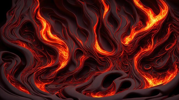 Photo dark greys and reds swirling in a fiery molten liquid background 3d wallpaper