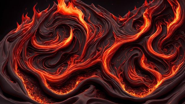 Photo dark greys and reds swirling in a fiery molten liquid background 3d wallpaper