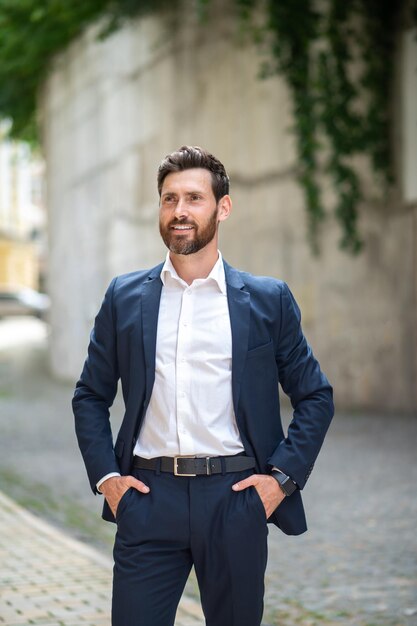 Dark-haired businessman looking confident