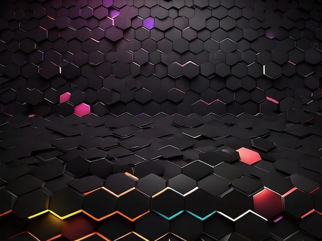 dark hexagonal all background with gradient color 3d