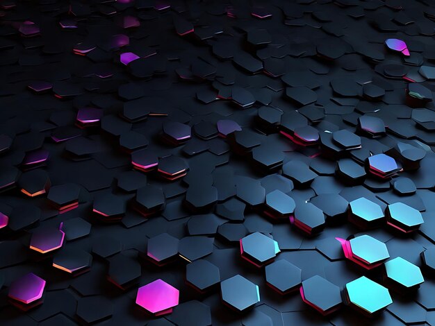 dark hexagonal all background with gradient color 3d