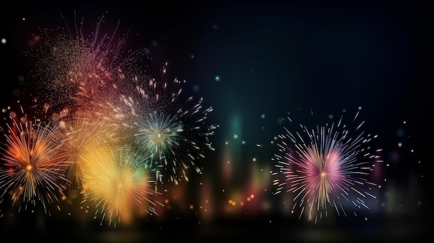 Dark Holiday Firework Background Illustration AI GenerativexA