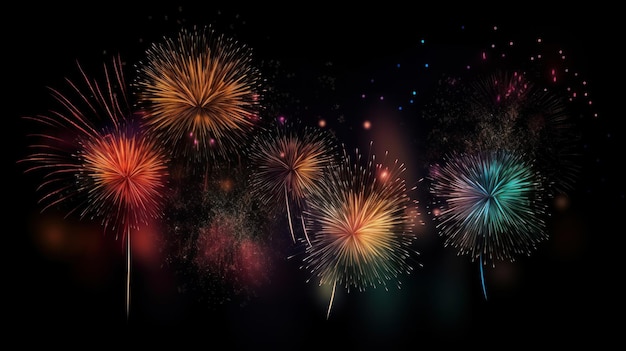 Dark Holiday Firework Background Illustration Generative AIxDxA