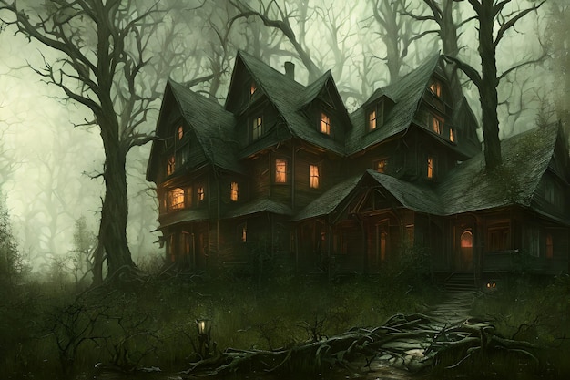 Dark horror house in the woods