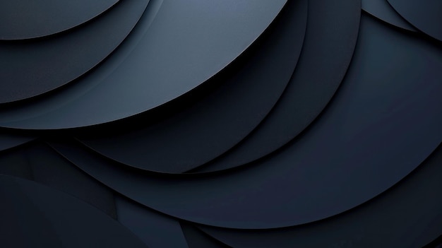 Dark layered circular shapes creating a modern abstract background Smooth textures in varying shades of black Perfect for contemporary design projects