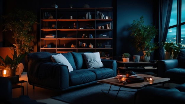 Dark living room Illustration AI GenerativexA