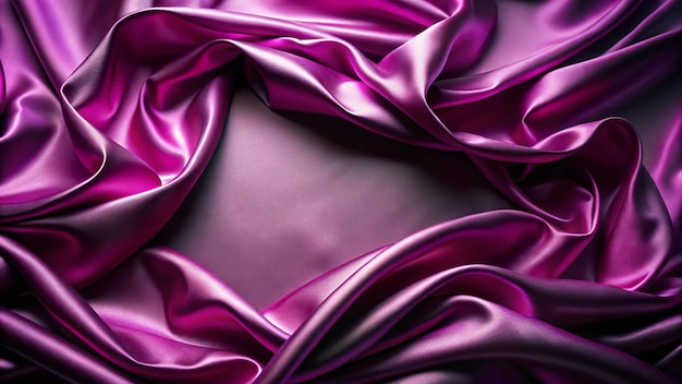 Photo dark magenta purple silk satin soft folds on a shiny fabric luxury background with space for design banner wide long panoramic christmas valentine flat lay top view table