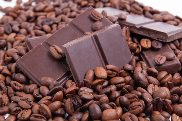 Dark milk chocolate and coffee beans