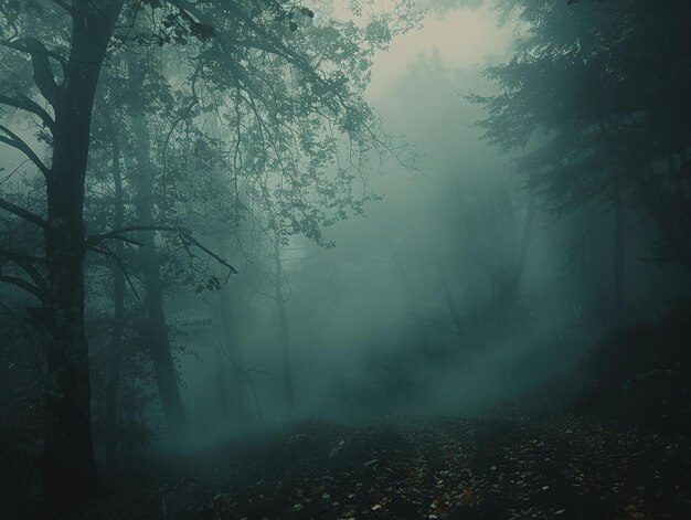 Dark Misty Forest Path