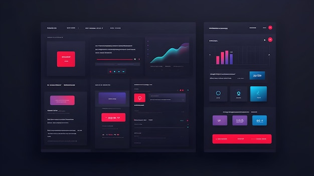 Dark Mode UI Design with Neon Color Accents